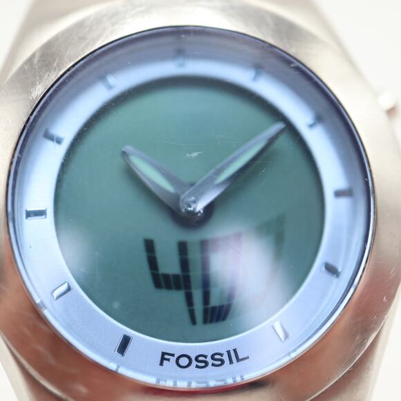 Fossil Big Tic Womens Y2K Ana Digi 32mm Watch Stainless Steel w New Battery - Picture 7 of 12